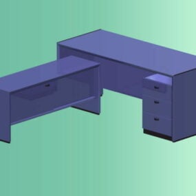 L型オフィステーブル3Dモデル