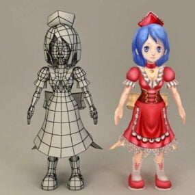 작은 애니메이션 소녀 3d 모델