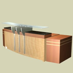 Curved Reception Table Furniture 3d model