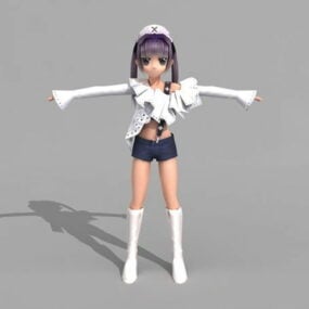 Roztomilá anime dívka charakter 3D model