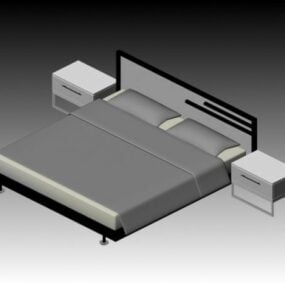 Łóżko z platformą i szafkami nocnymi Model 3D