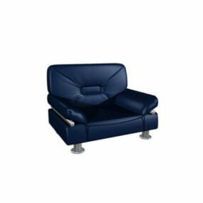 เก้าอี้โซฟาหนังสีน้ำเงินแบบ 3 มิติ