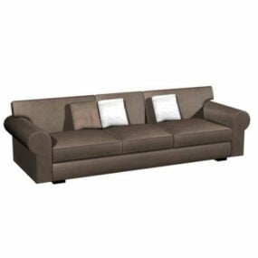 Sofá con cojín de tela marrón modelo 3d