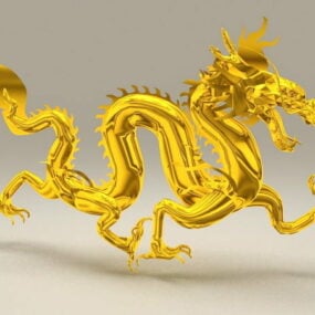 Dragon chinois doré modèle 3D