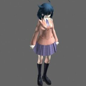 Modello 3d del personaggio della ragazza della scuola anime
