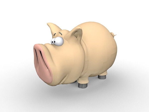 Character Cute Cartoon Pig Free 3d Model - .Max, .Vray - Open3dModel
