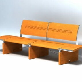 Wood Patio Bench Furniture 3d model