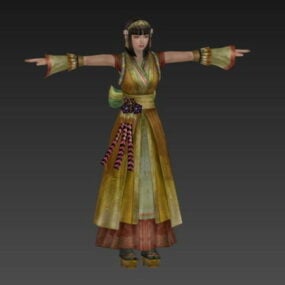 Modelo 3d del personaje de niña china antigua