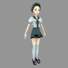 キャラクターアニメ女子高生3Dモデル