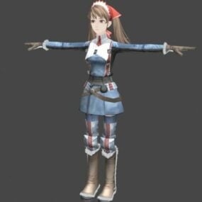 Anime School Girl Character 3d model