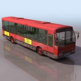 Red Long Distance Bus 3d model