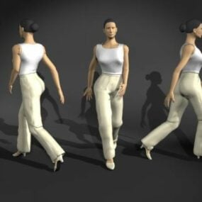 Personnage femme marchant pose modèle 3D