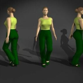 Žena v 3D modelu chůze Postava znaku