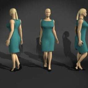 مدل سه‌بعدی شخصیت زن کسب‌وکار در حالت پیاده‌روی