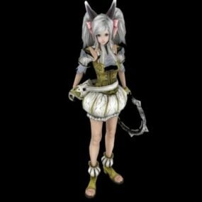 نموذج شخصية فتاة أنيمي المقاتلة ثلاثية الأبعاد