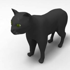 Modello 3d del gatto nero asiatico