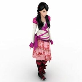 Modello 3d del personaggio della ragazza cinese tradizionale