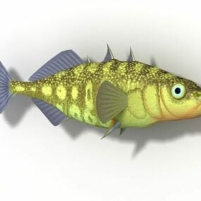 3д модель животного-колюшки-рыбы