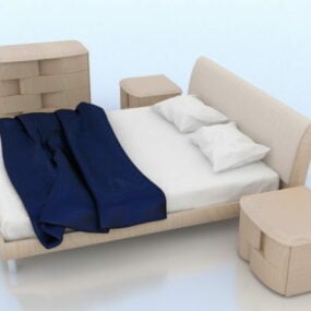A mobília moderna de madeira do quarto ajusta o modelo 3d