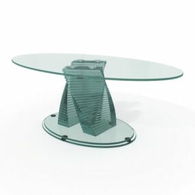 طاولة أثاث زجاجية بيضاوية نموذج ثلاثي الأبعاد