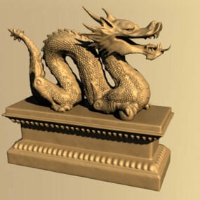 Modelo 3d da estátua do dragão chinês do selo do imperador