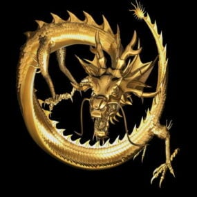 Modelo 3d do personagem dragão dourado