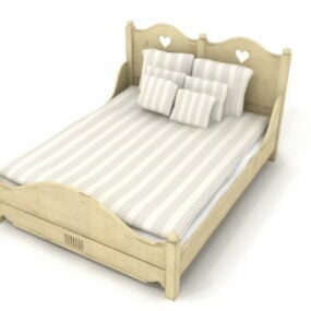 3д модель мебели Деревянная двуспальная кровать