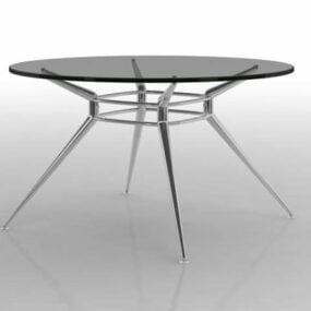Glass Top Round Dining Table Furniture 3d model