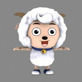 Modello 3d di personaggio dei cartoni animati di pecora
