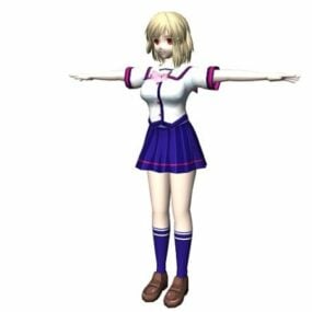 Anime-Schulmädchen-Charakter 3D-Modell