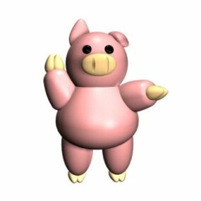 Modello 3d del maiale rosa del fumetto del giocattolo