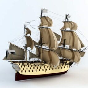 Modelo 18d de buque de guerra de vela del siglo XVIII.