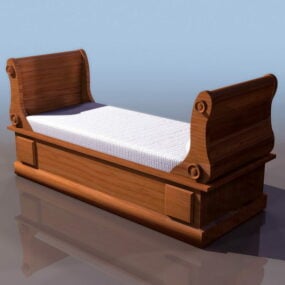 19th Century Biedermeier Style Sleigh Bed 3d model