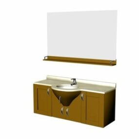 2-türiger Badezimmer-Waschtisch, 3D-Modell