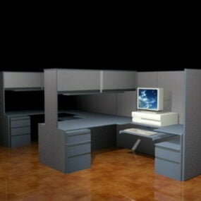 Ensemble de postes de travail de cabine de mobilier de bureau modèle 3D
