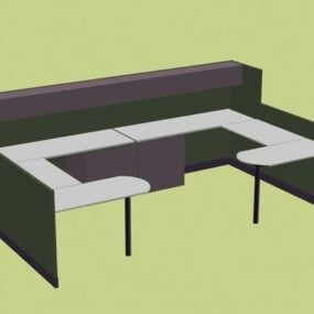 2 Seat Office Cubicle Workstation Furniture 3d model