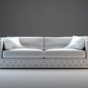 2 Seats Upholstered Couch With Pillow 3d model