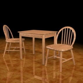 3 件套厨房餐桌椅套装 3d model