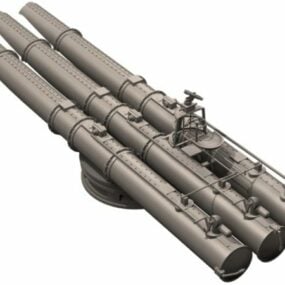 3-kennoinen Torpedo Launcher 3D-malli