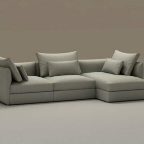 3д модель секционного дивана из 3 частей с шезлонгом