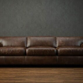 3 座皮革坐垫沙发 3d model