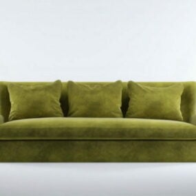 3 Seater Upholstered Couch And Pillow 3d model