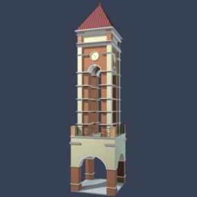 3D hodinová věž 3D model