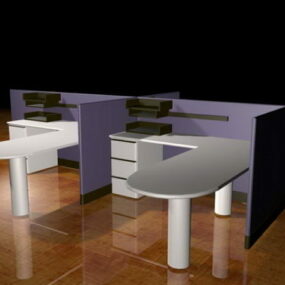 4 People Cubicle Workstations 3d model