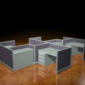4 Person Cubicle Workstation 3d model