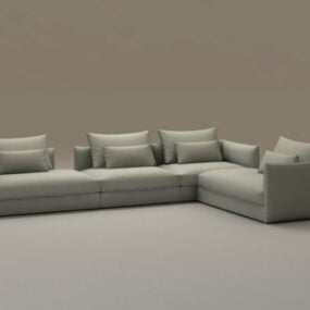 Modelo 4D de móveis seccionais de sofá de 3 peças