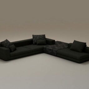 Canapé sectionnel en tissu 4 places modèle 3D