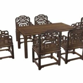 6 Seat Chinese Antique Dining Set 3d model