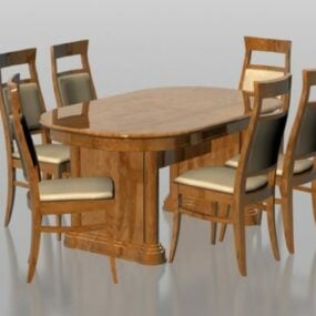 6 Seats Dining Set Furniture 3d model