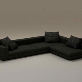 Modelo 6D de sofá secional de tecido de 3 lugares